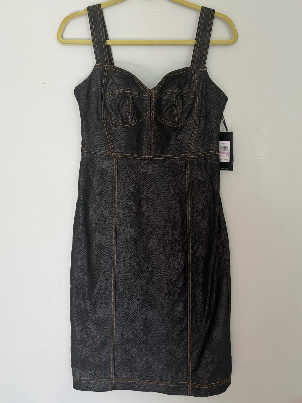 BCBG NWT Snake Print Corset Bustier Bodycon Midi Dress Black Y2K Size 6